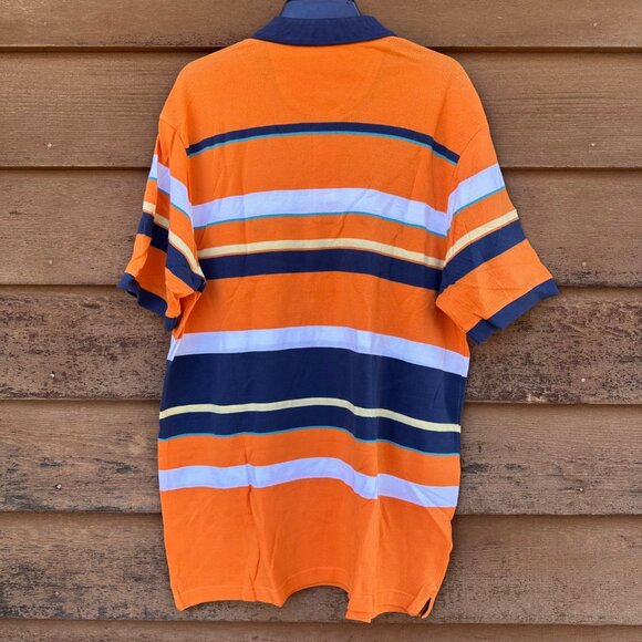 Chaps Orange Striped Polo 100% Cotton Button Up Shirt Size L - Picture 6 of 8